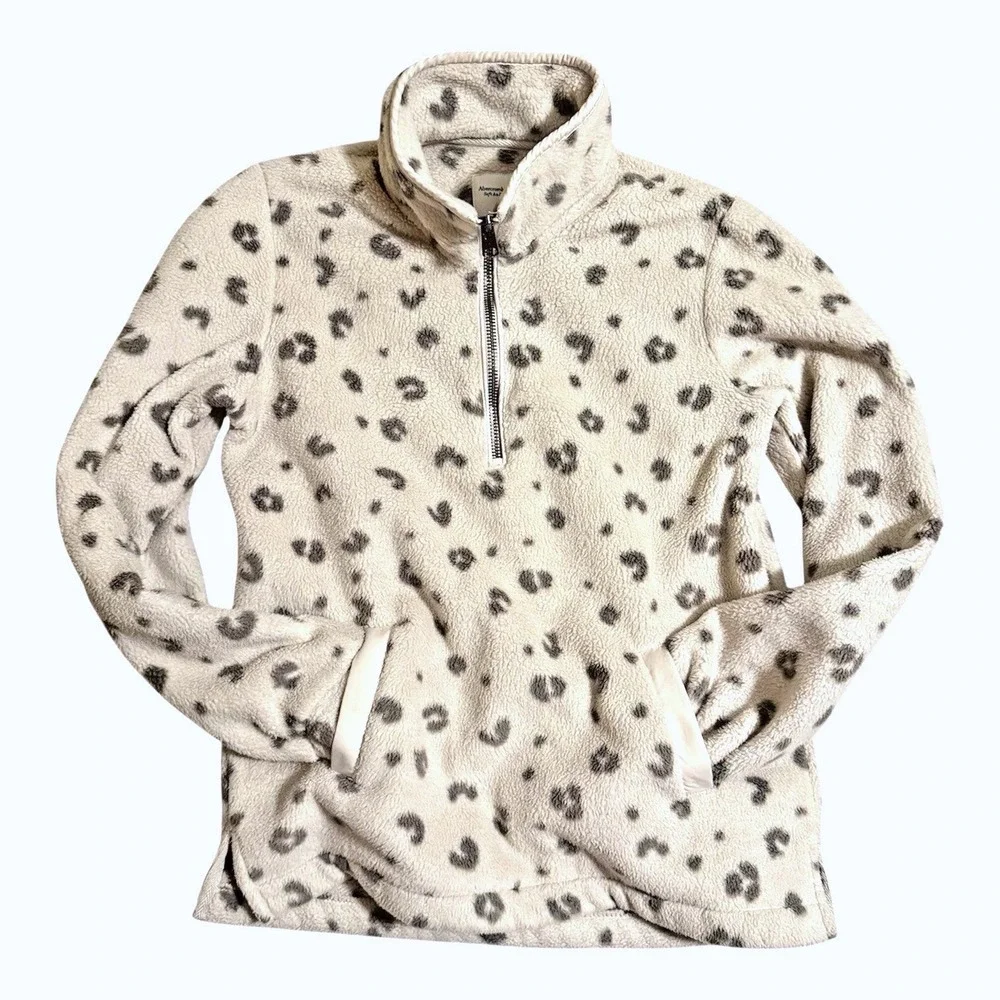 Abercrombie And Fitch Women‎ Sherpa Sweatshirt Jacket Animal Print S